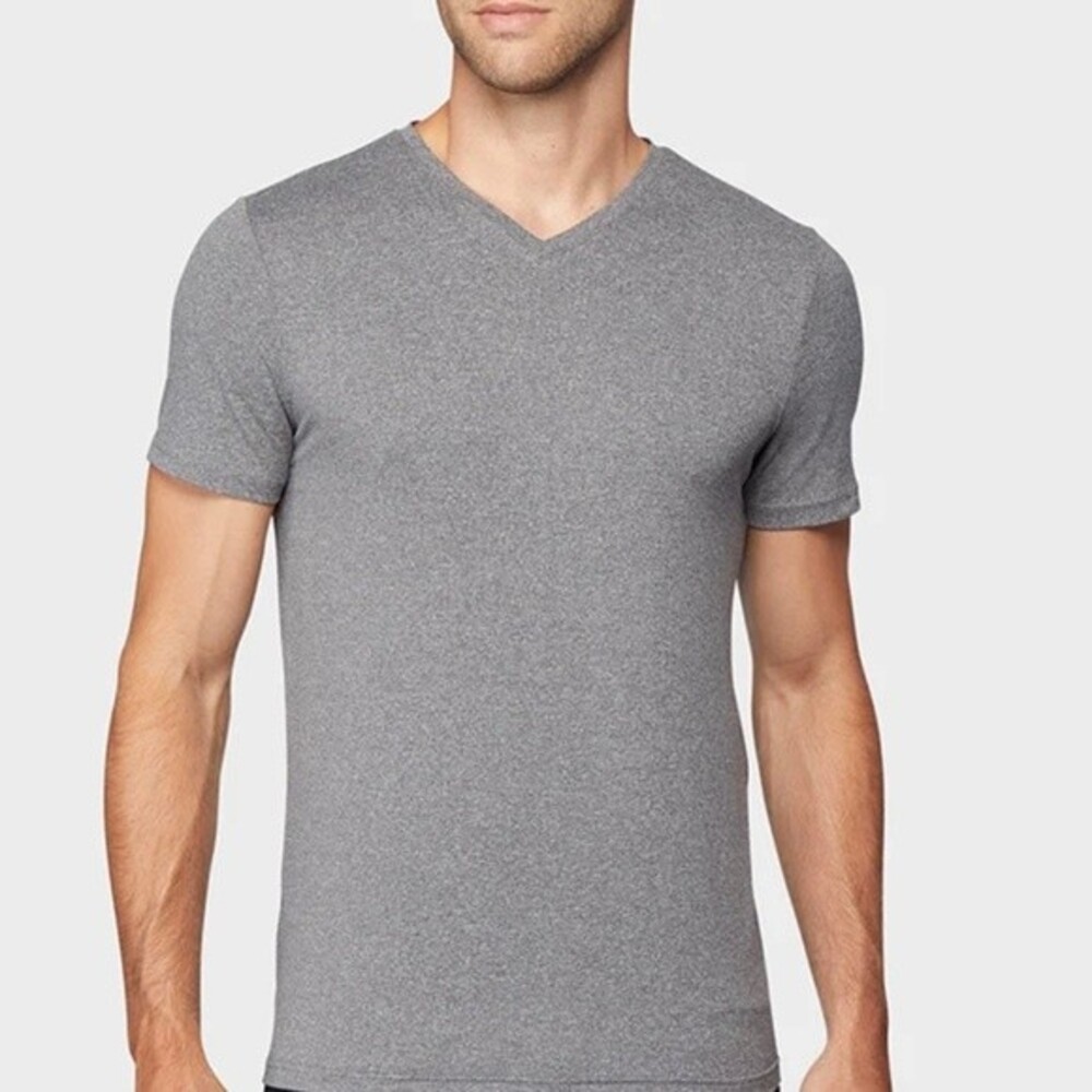 Goodfellow & Co Mens Vneck Grey Shirt Short Sleeve Small NWT